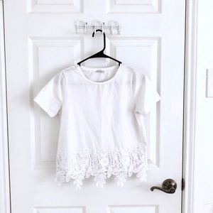 🎁 2 for $22 | Zara scoop neck T-shirt w/ crotchet